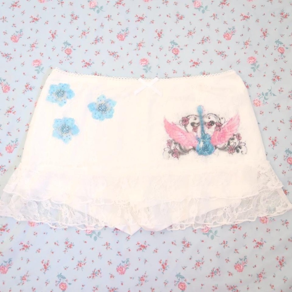 angel wing guitar lace mini skirt coquette y2k
